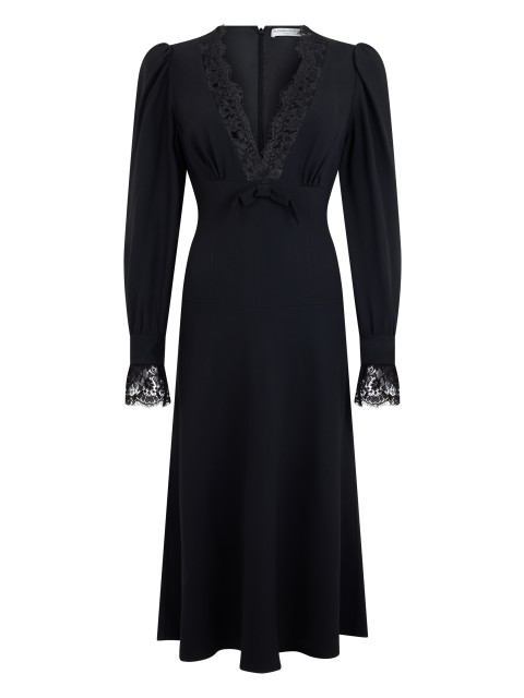 Midi dress in cotton with lace
