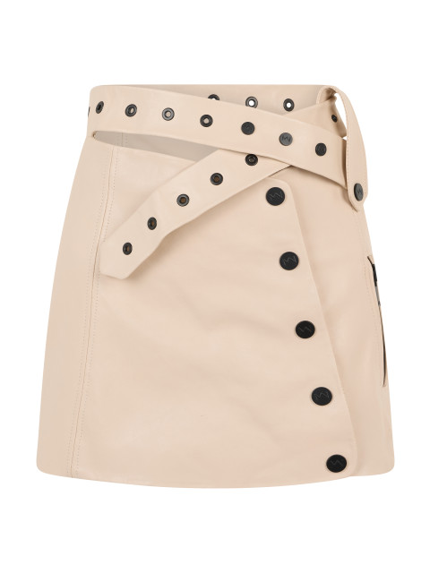 Short leather skirt
