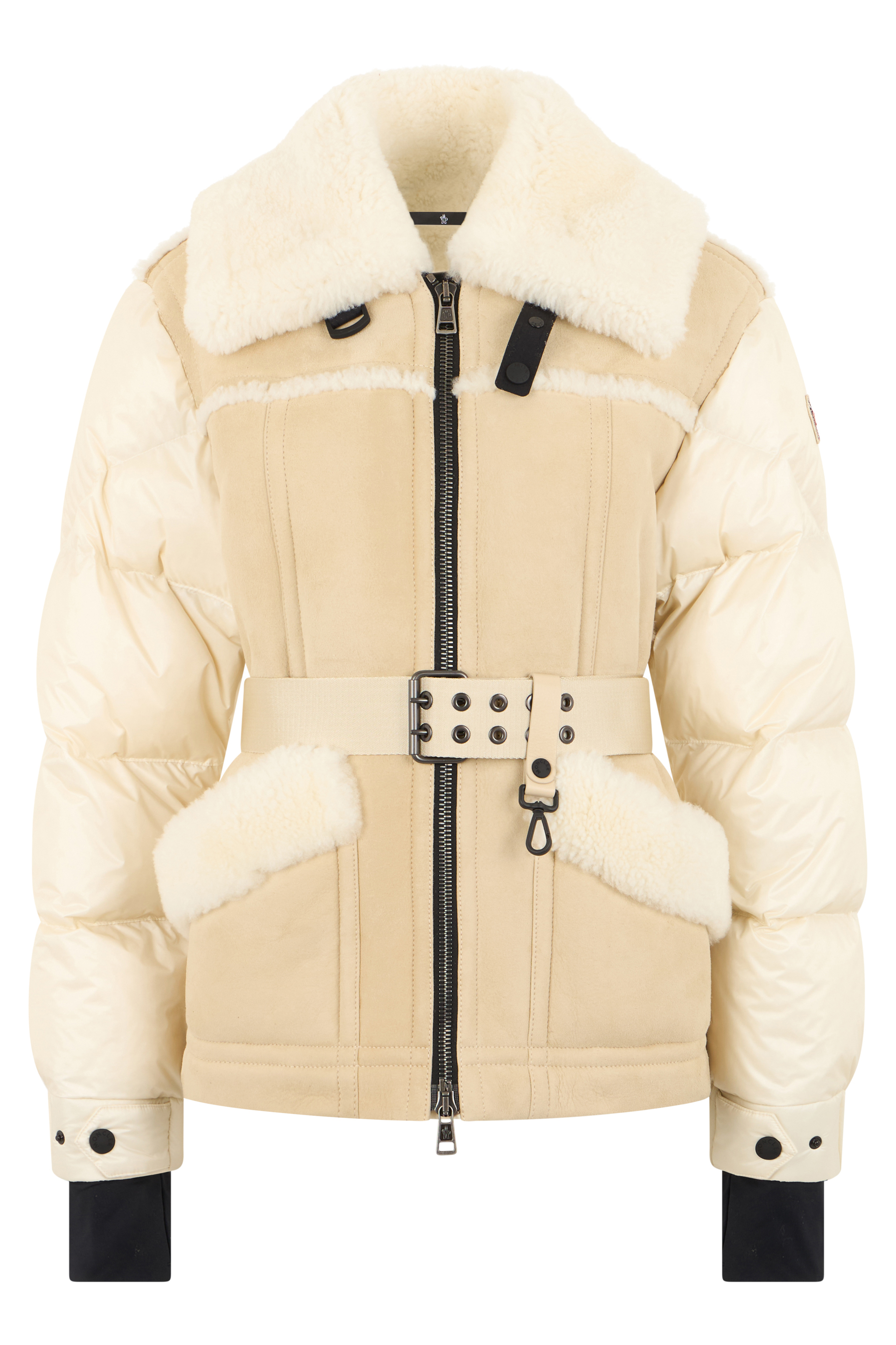 Alvernia puffer jacket with shearling belt