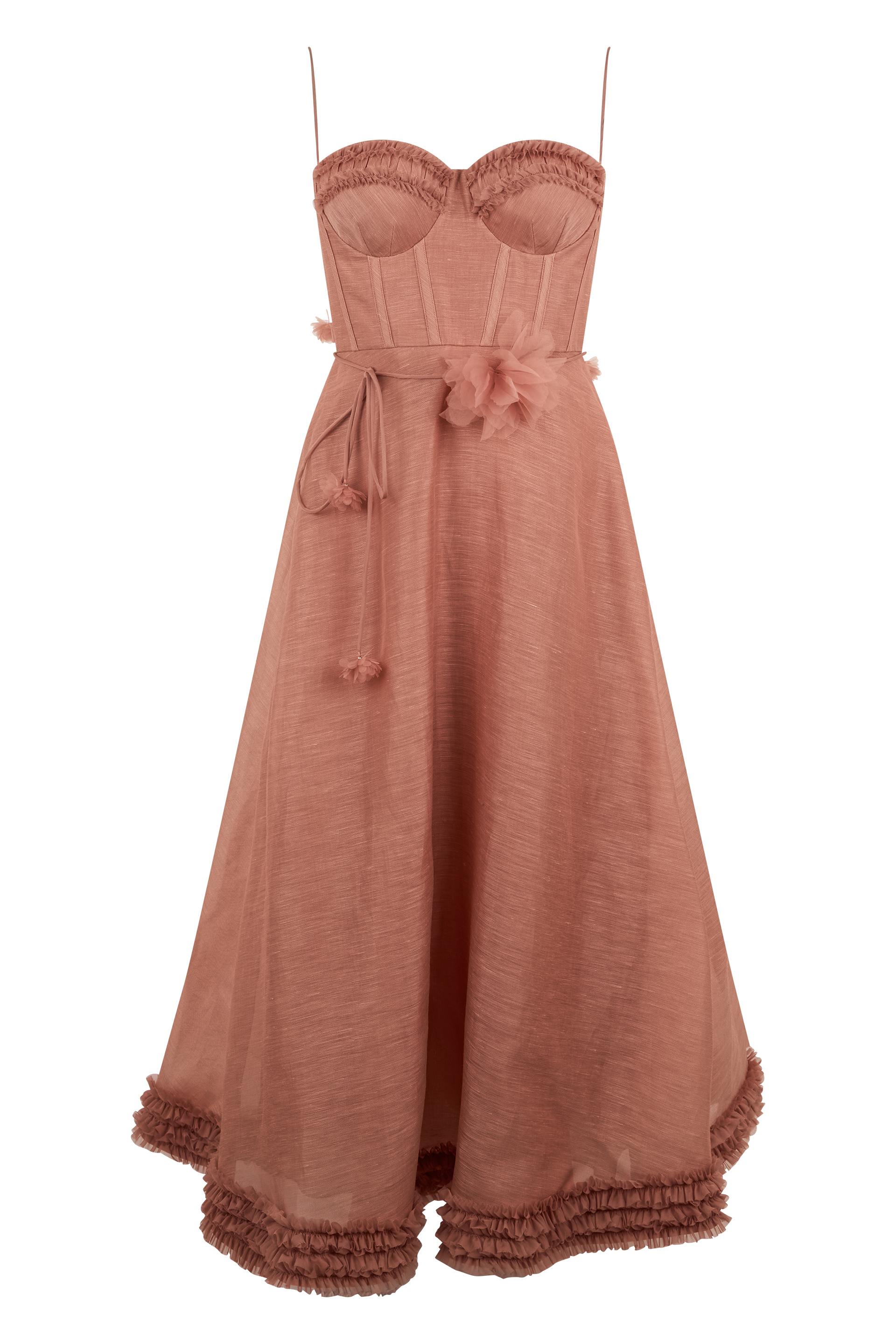 Midi dress in linen and silk blend