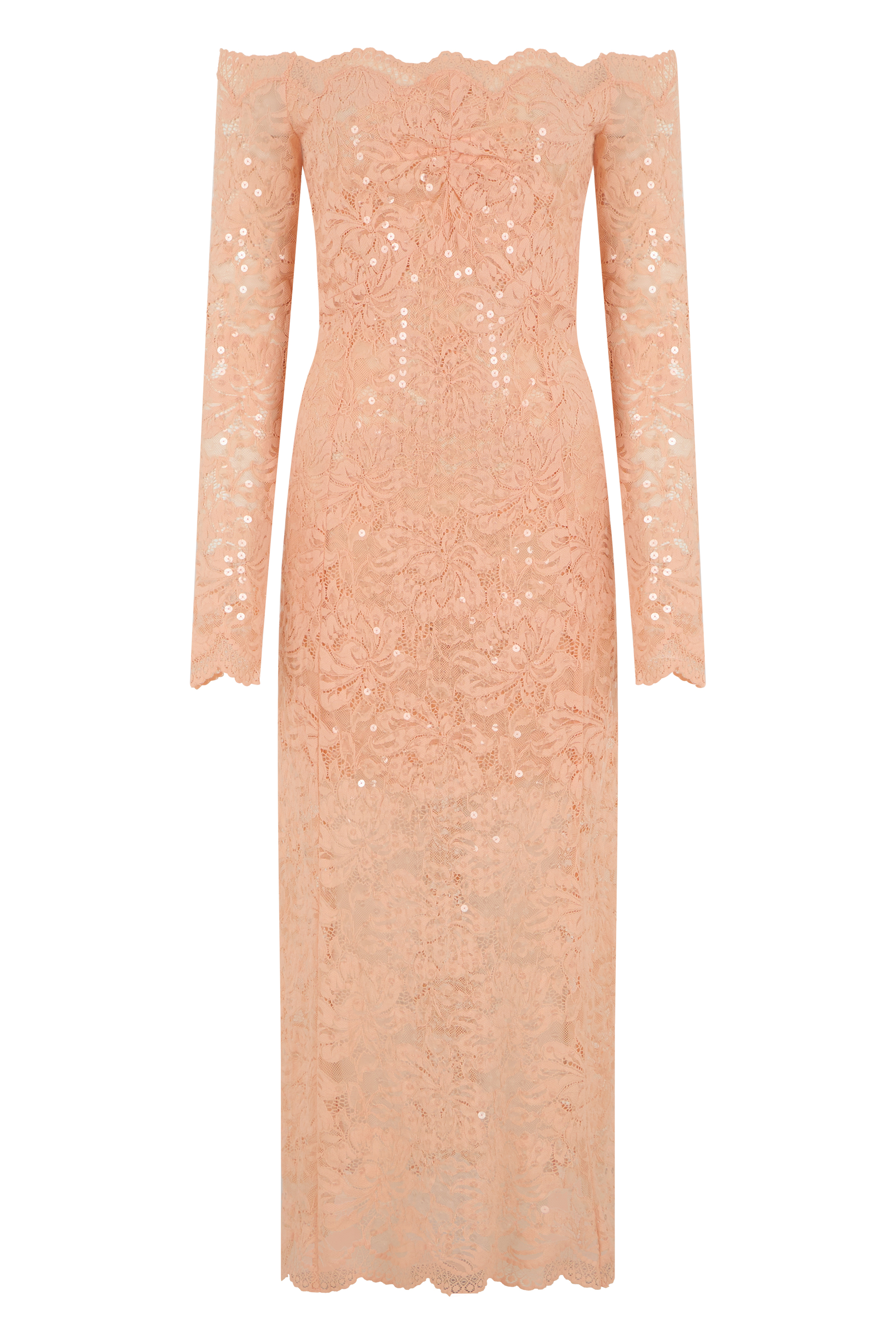 Long dress in lace and sequins