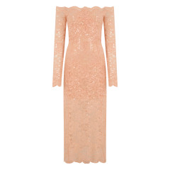 Long dress in lace and sequins