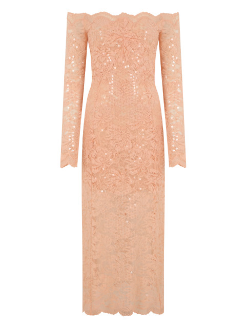Long dress in lace and sequins