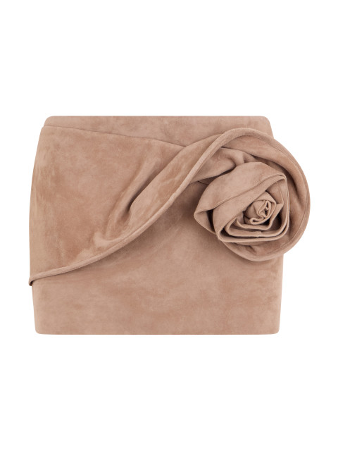 Leather mini skirt with flower