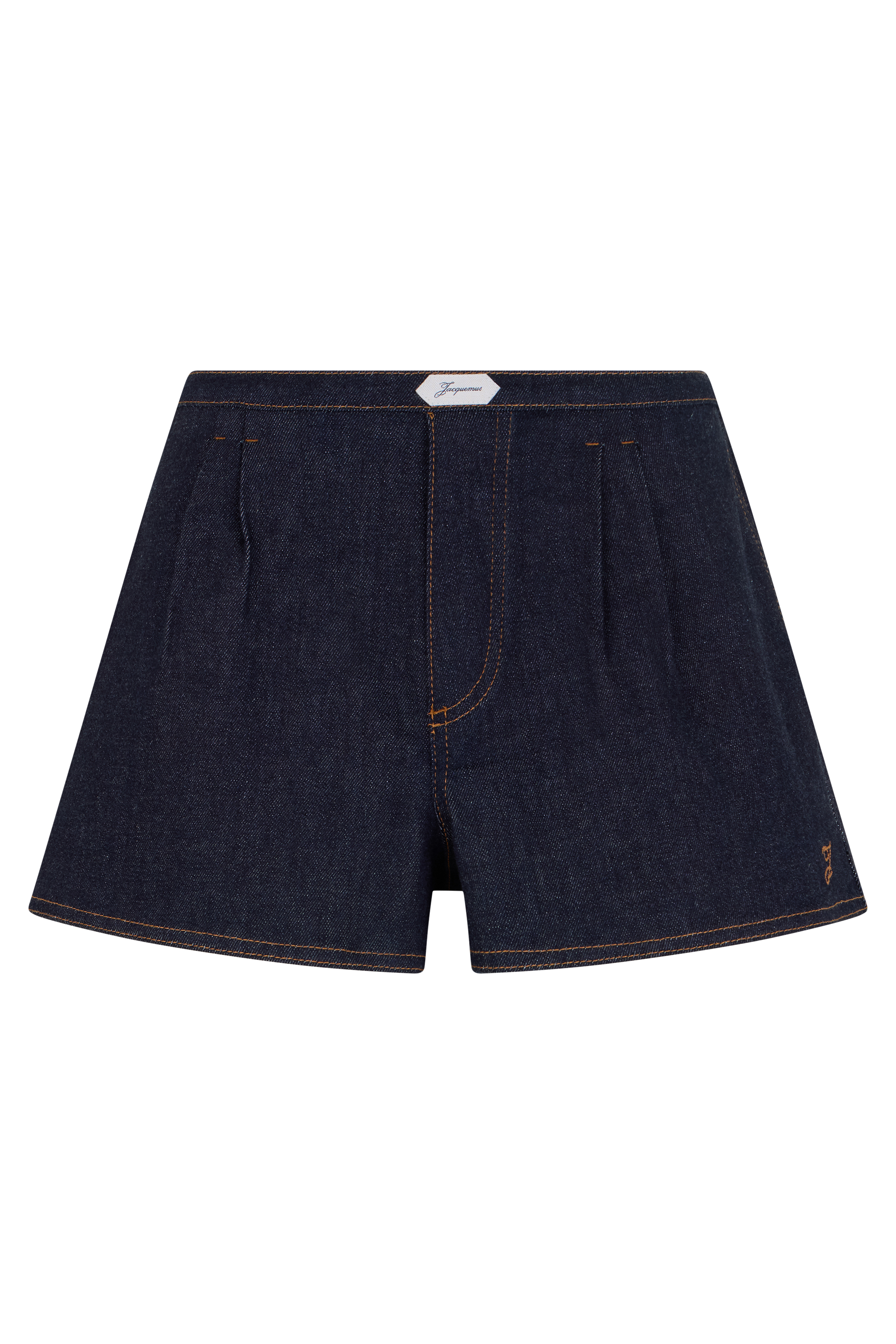 Plissetted denim shorts