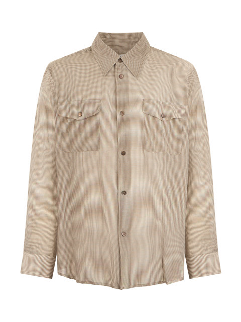 Checkered silk and cotton shirt