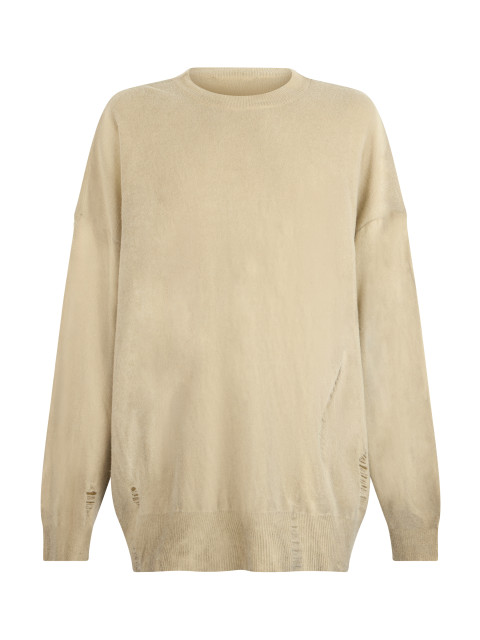 Wool sweater with destroyed effect