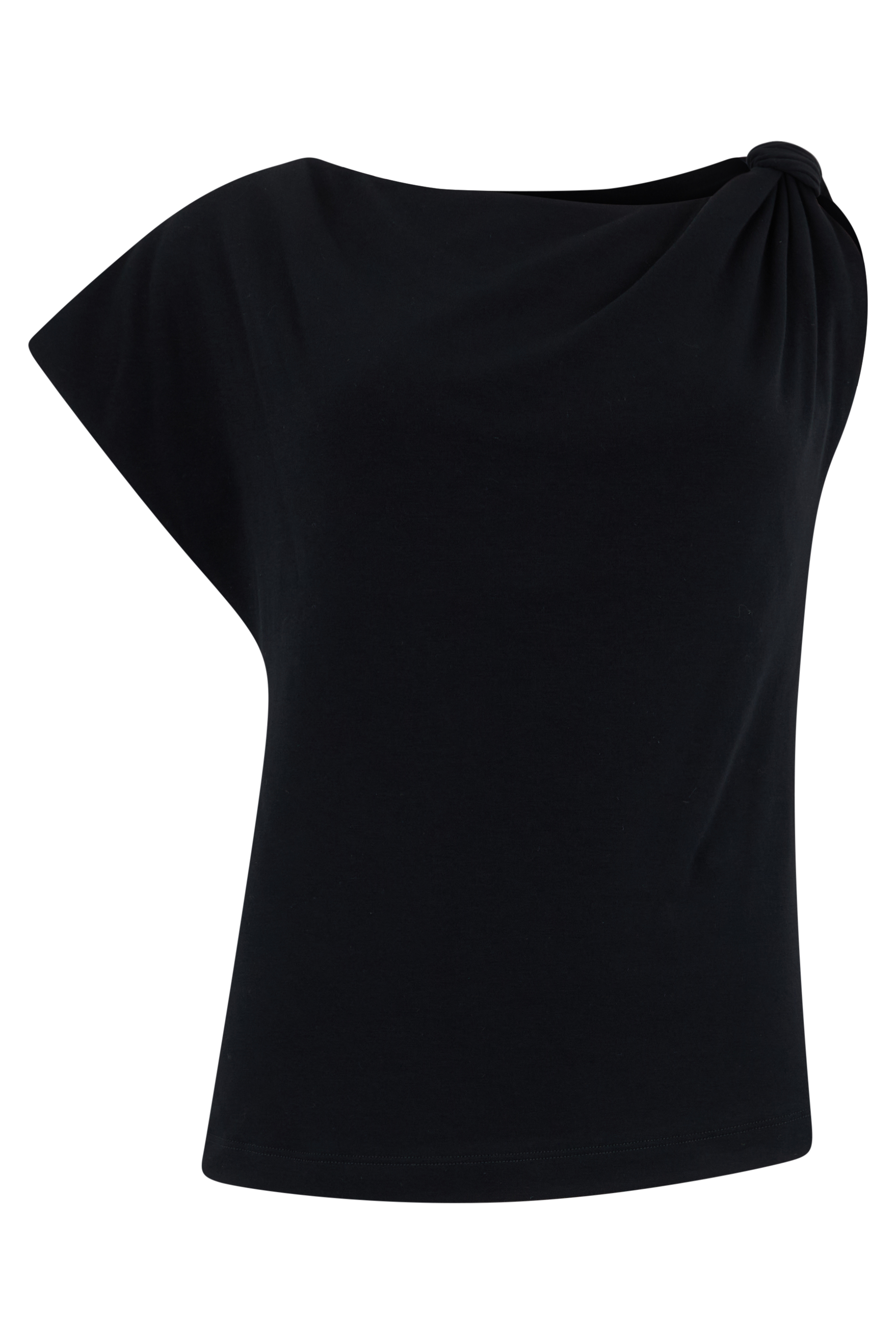 Black cotton t-shirt, wide neckline