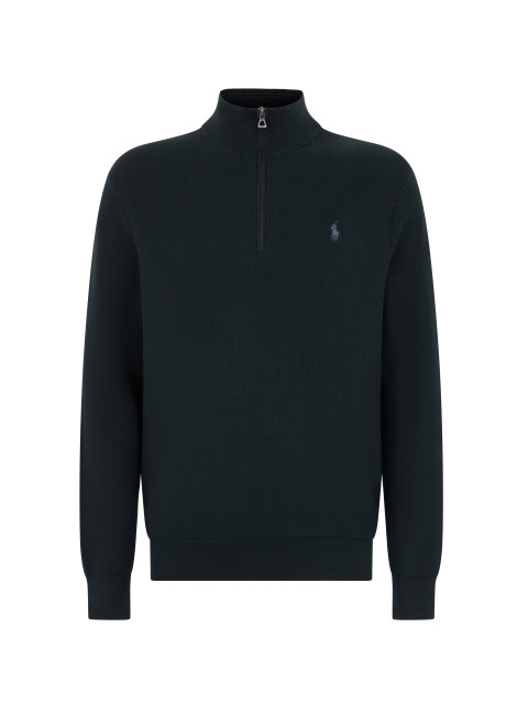 Cotton pique sweatshirt with zip