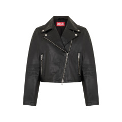 Leather jacket with zipper