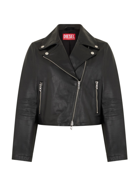 Leather jacket with zipper