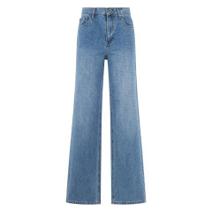 Straight leg jeans with rhinestones
