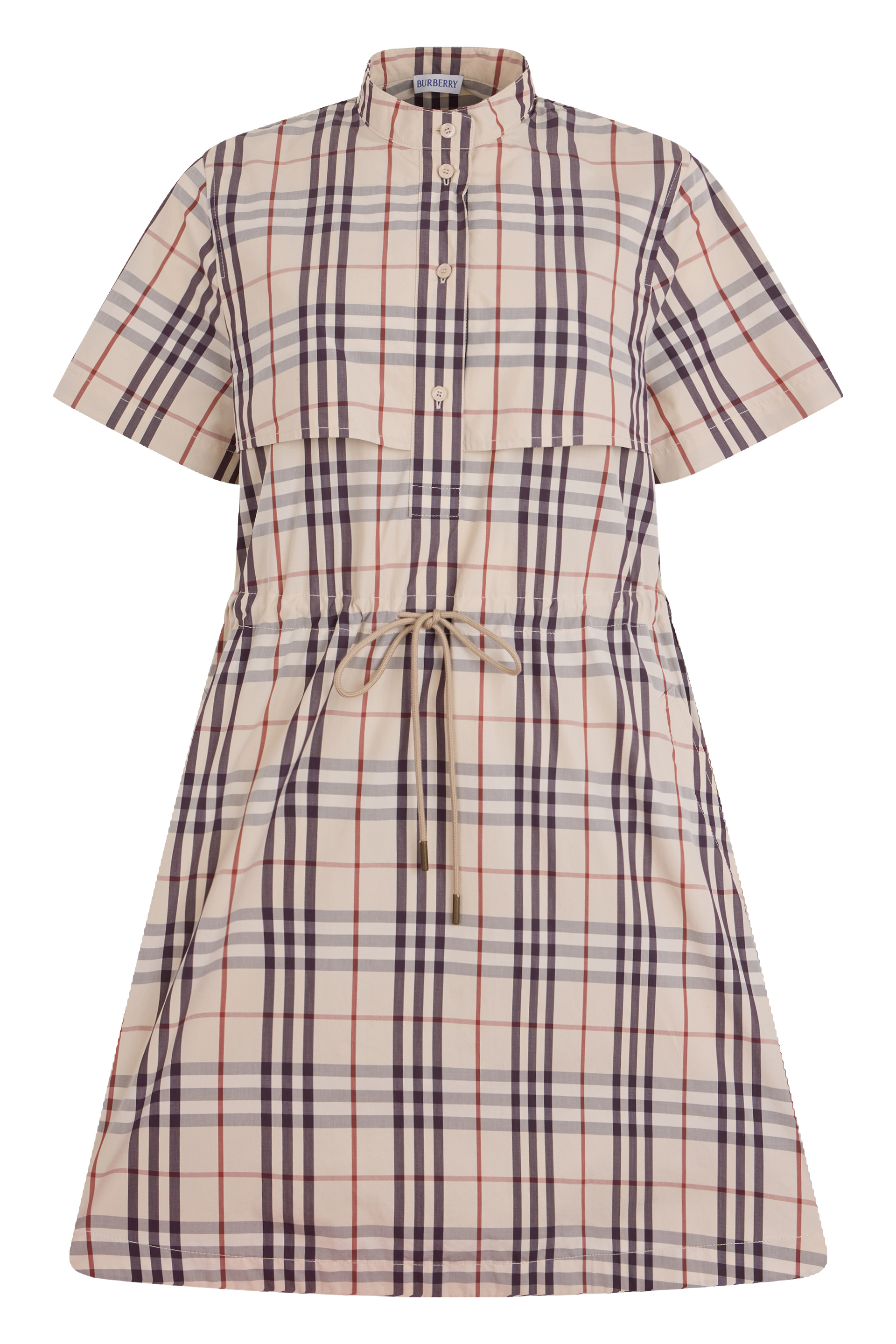Tartan chemisier dress with drawstring