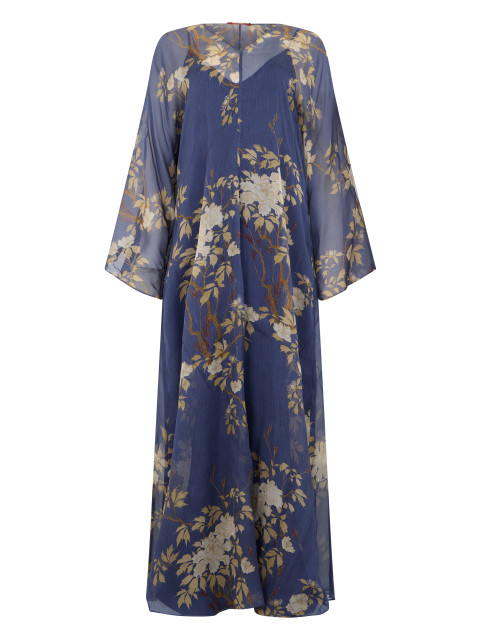 Maxi dress in floral silk