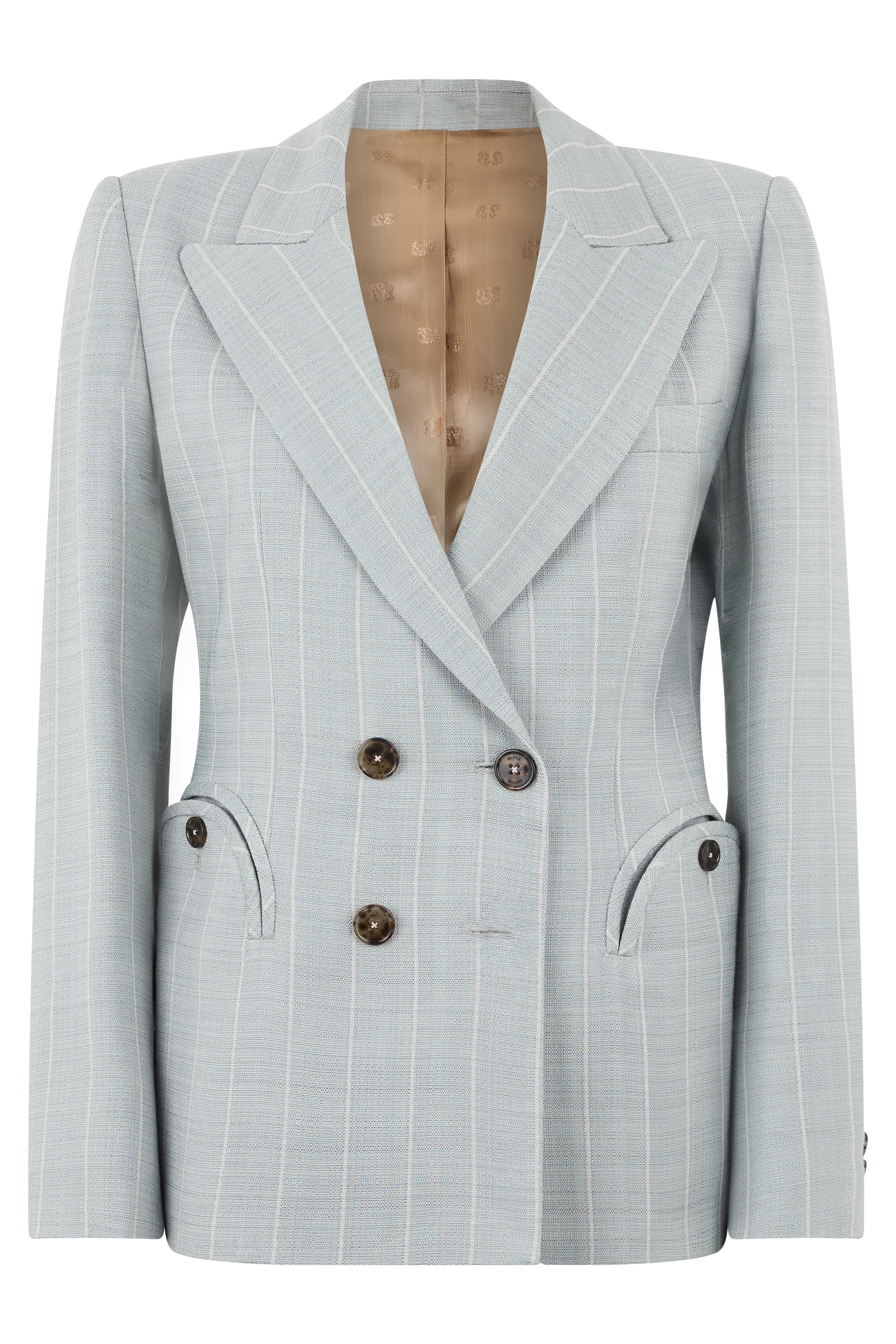 Double-breasted blazer in silk-linen blend