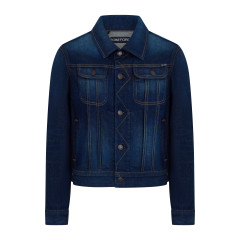 Denim jacket with contrasting stitches