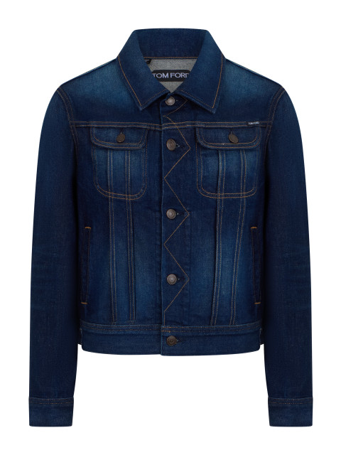 Denim jacket with contrasting stitches