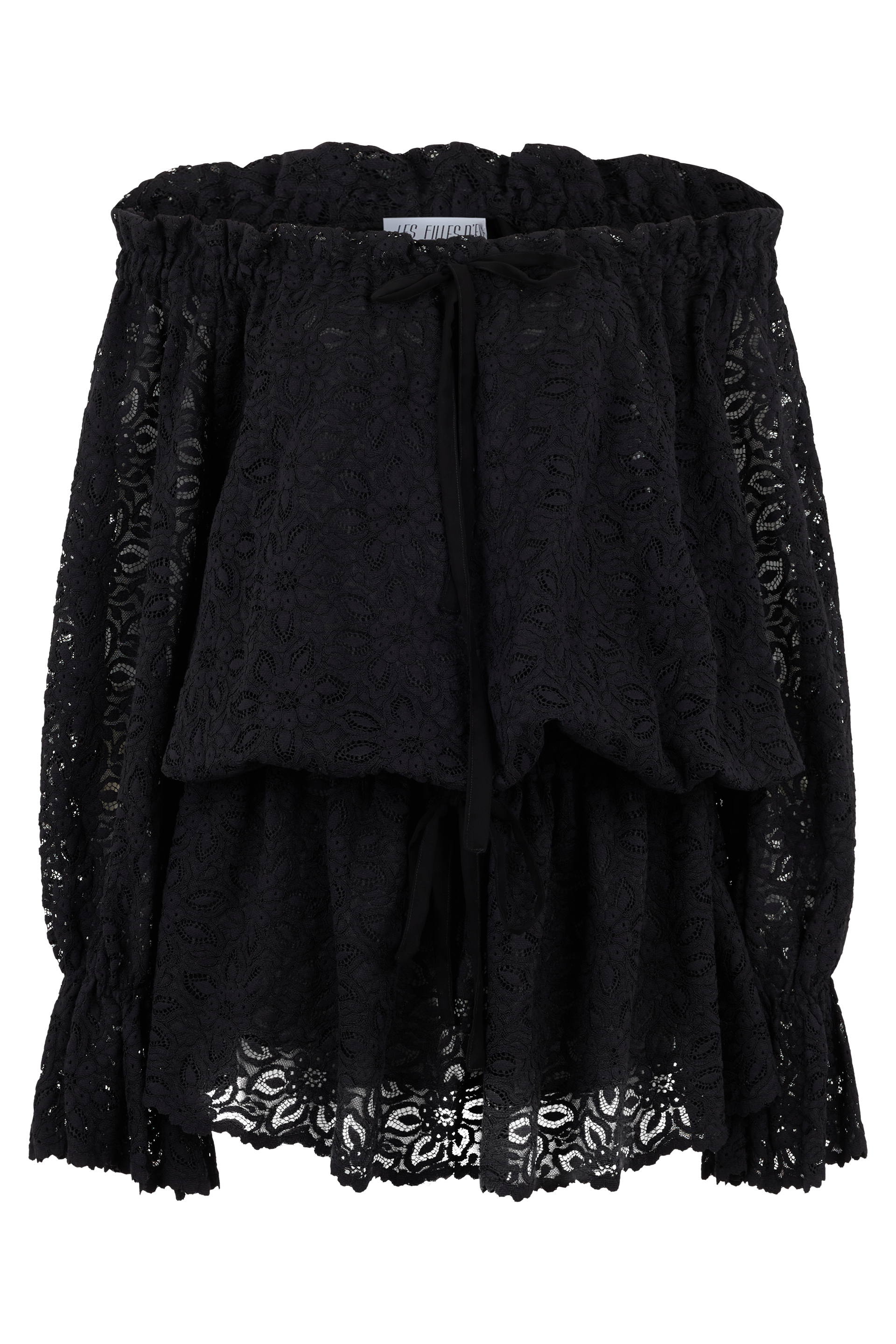 Lace blouse with draping
