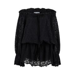Lace blouse with draping