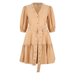 Stretch linen dress with studs