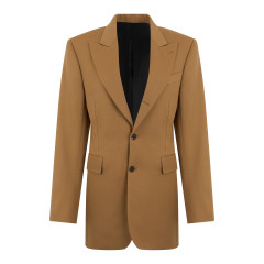 Jacket columns in wool with diagonal pattern