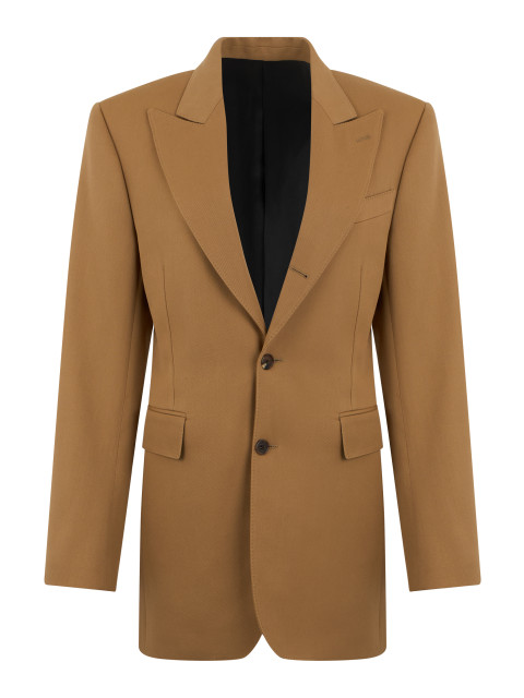Jacket columns in wool with diagonal pattern