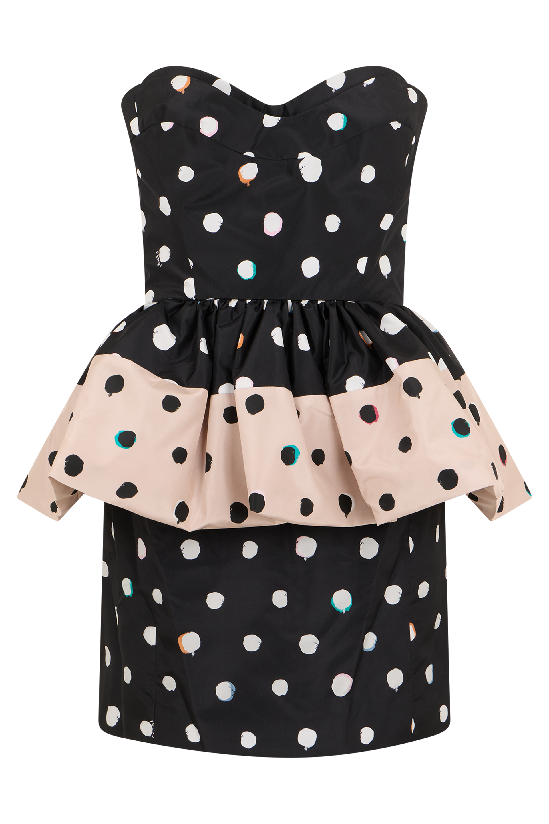 Mini dress in taffeta with polka dots