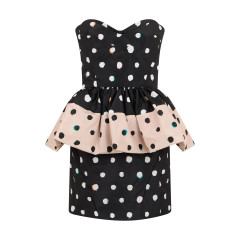 Mini dress in taffeta with polka dots