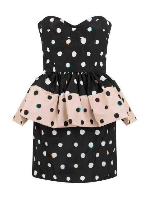 Mini dress in taffeta with polka dots