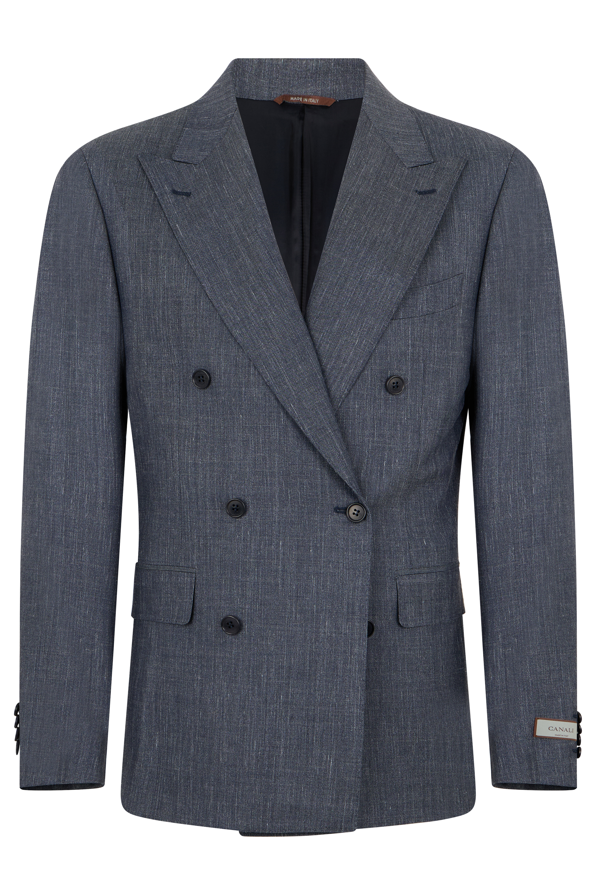 Double-breasted jacket in a blend of wool, silk, and linen