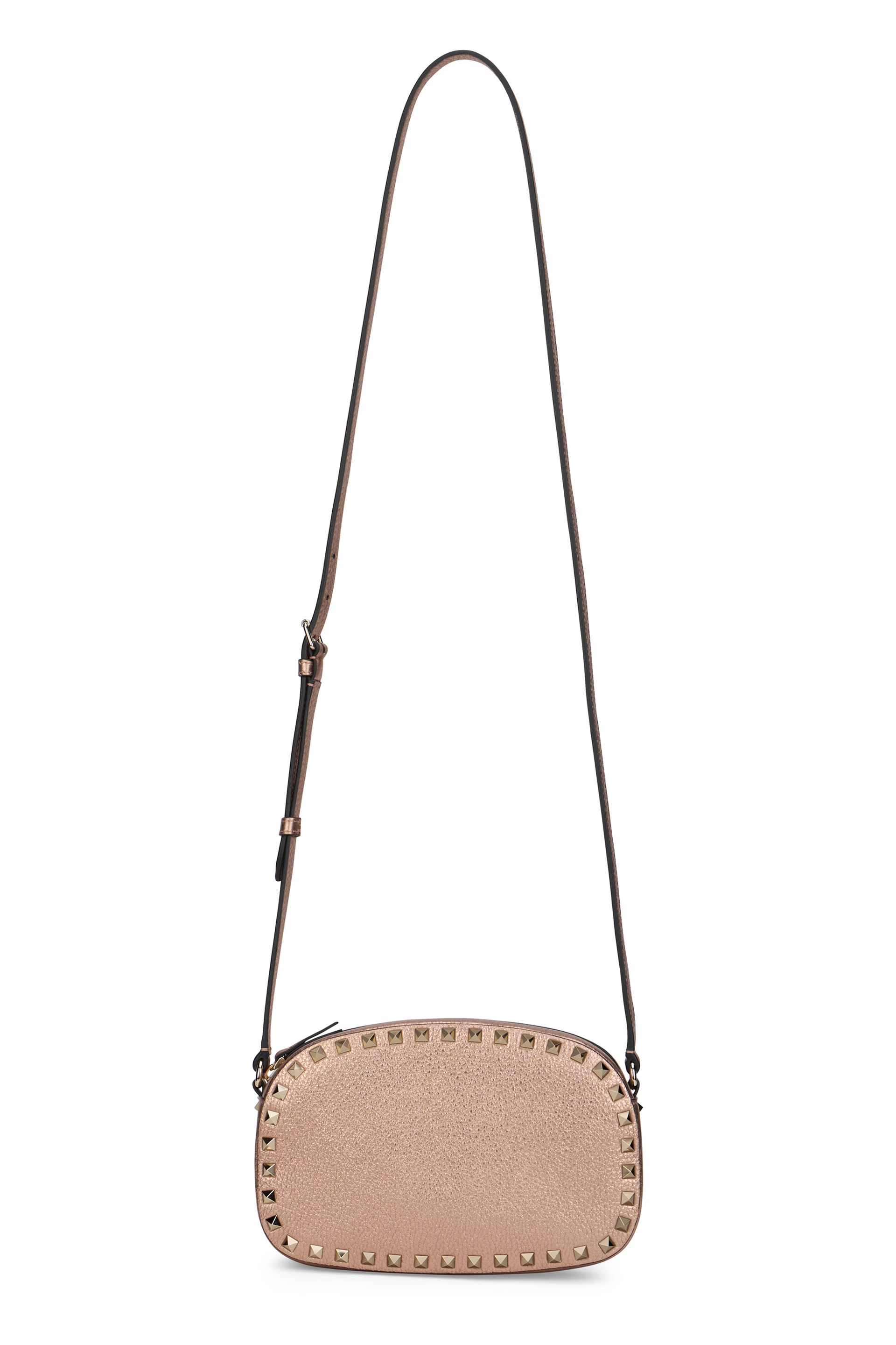 Rockstud shoulder bag in hammered leather