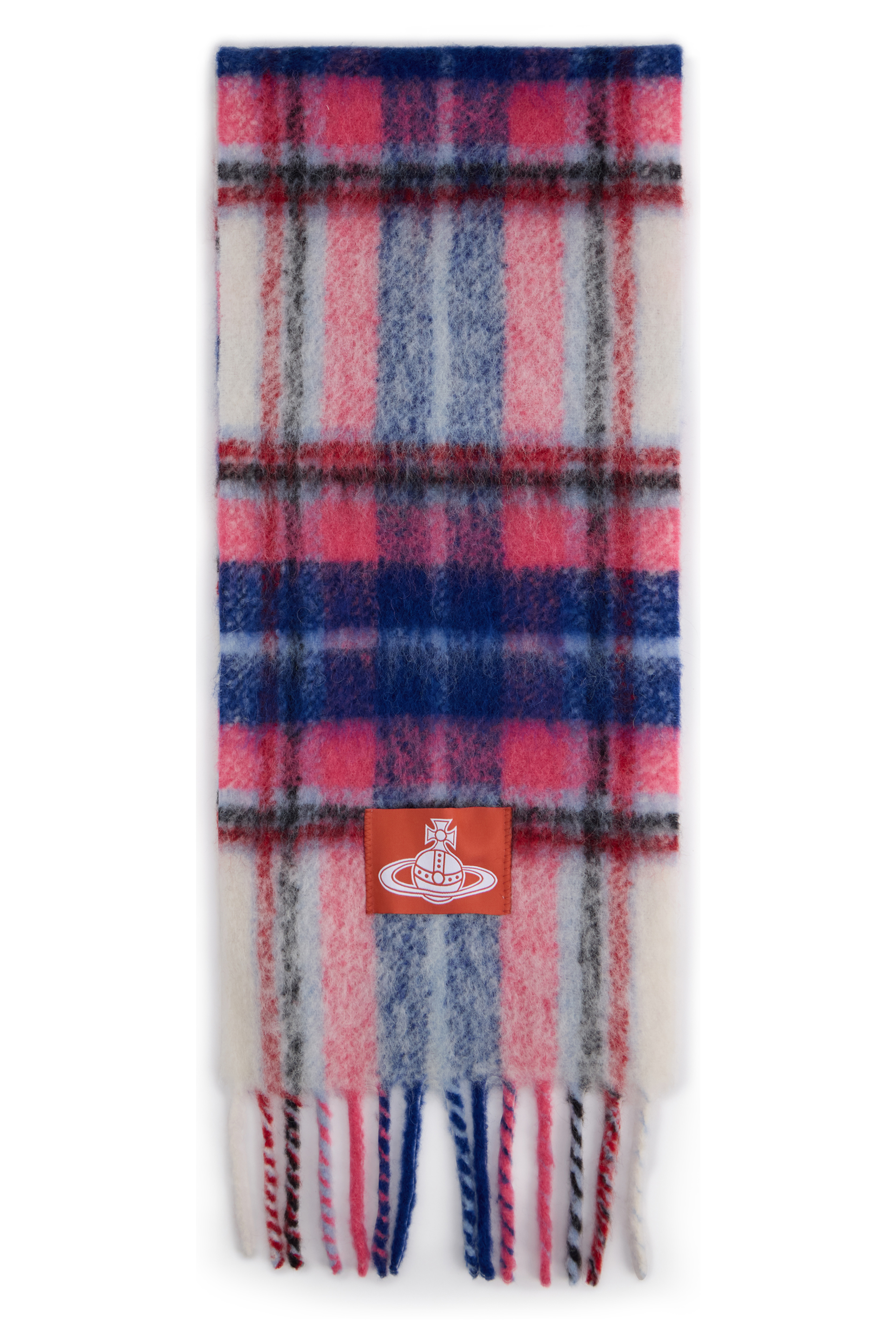 Checkered scarf with fringes