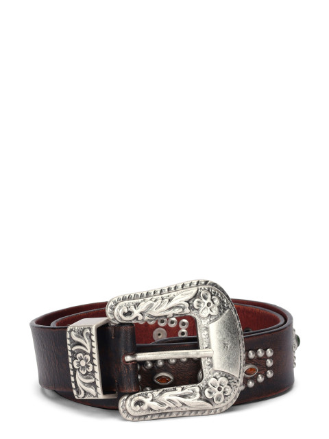 Leather belt with metal buckle
