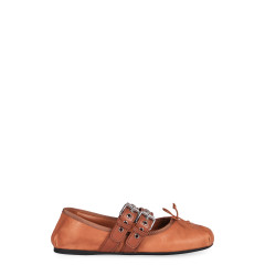 Ballet flats in nappa and calfskin