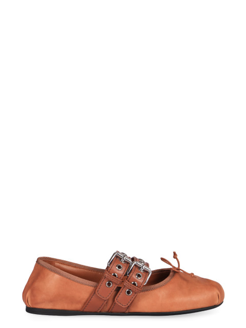 Ballet flats in nappa and calfskin
