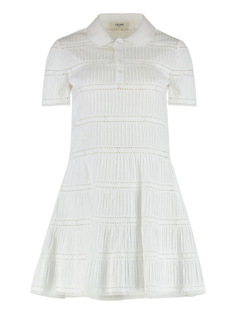 Dress with embroidered trimmings in cotton batiste