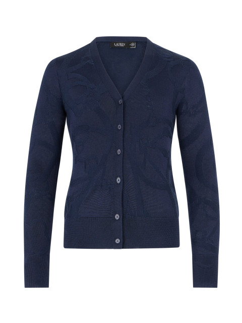 Cardigan With V-neck and Jacquard Pattern