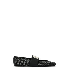 Sliced square ballerinas with rhinestones
