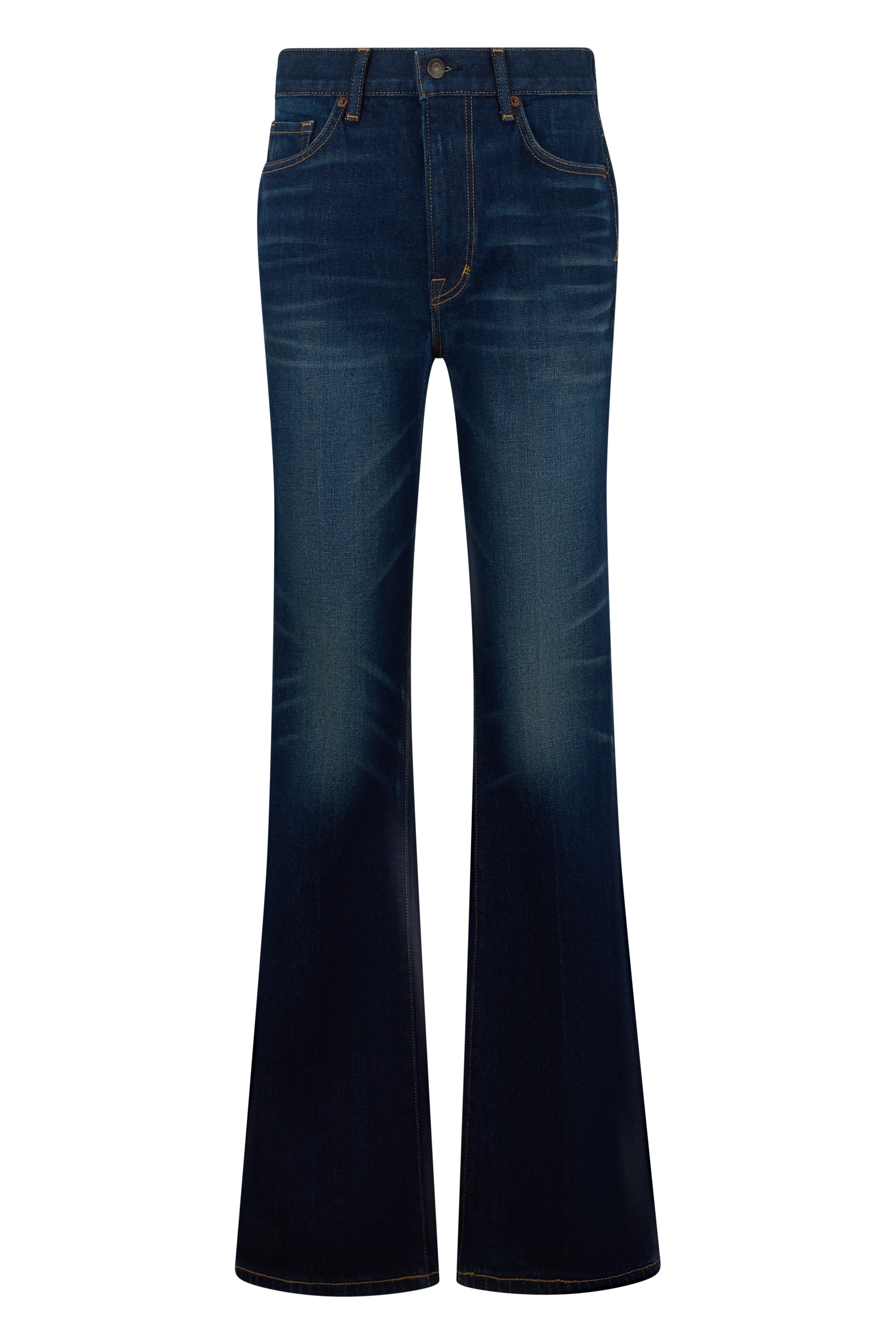 Flared Denim Pants with High Waist