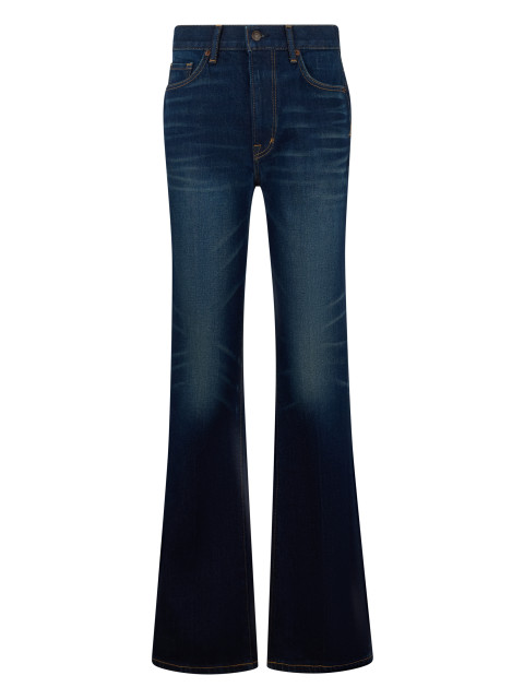 Flared Denim Pants with High Waist
