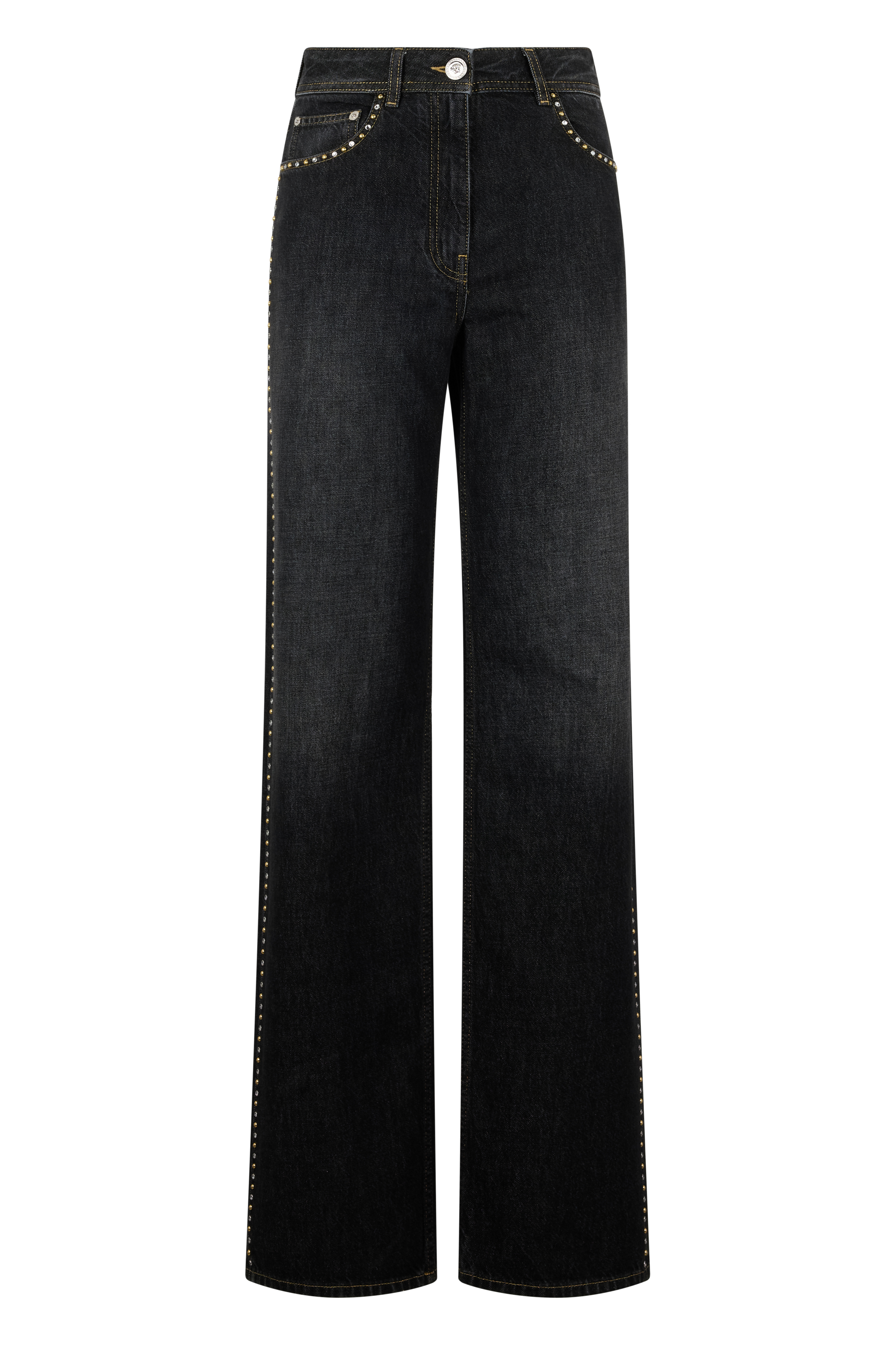 Regular High-Waisted Jeans with Studs