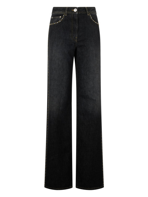 Regular High-Waisted Jeans with Studs