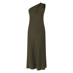 One-shoulder midi dress in a blend of acetate and polyester