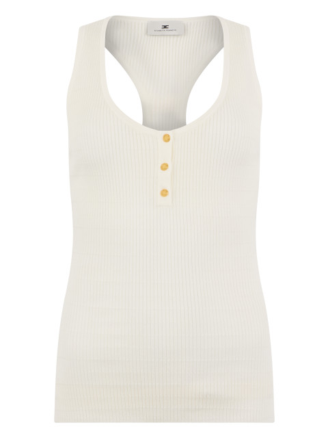 Ribbed tank top with buttons