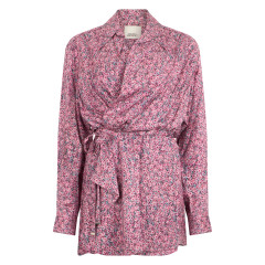 Floral blouse in viscose and silk