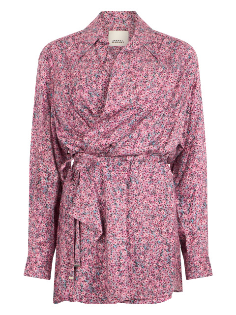 Floral blouse in viscose and silk