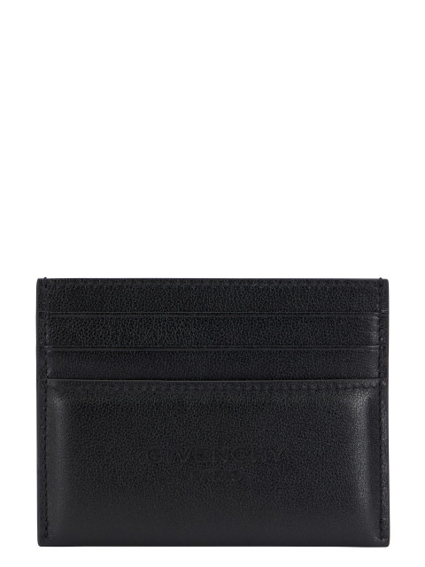 Card holder in leather with logo