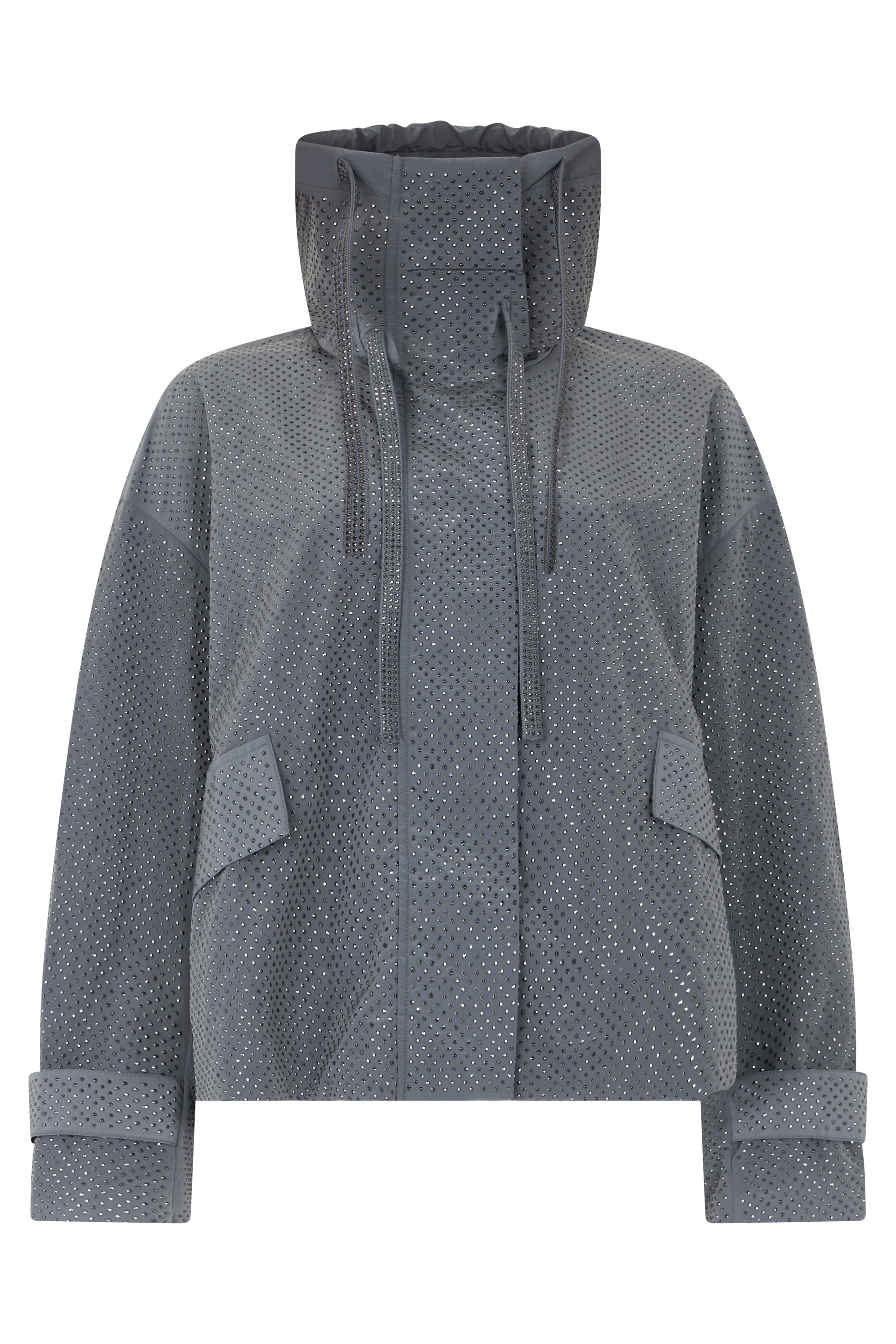 Gray nylon jacket with rhinestones