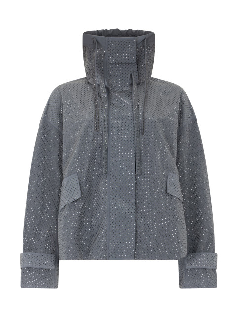 Gray nylon jacket with rhinestones