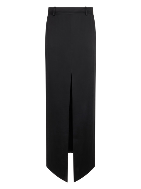 Long satin skirt with slit